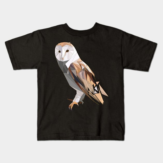 Polygon Owl for Owl Lovers Kids T-Shirt by Gold Wings Tees